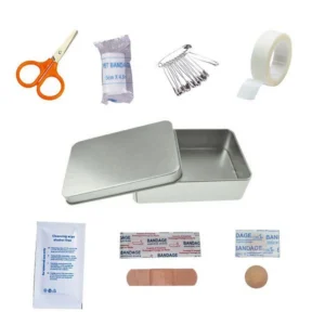Kit promocional de primeiros socorros em lata