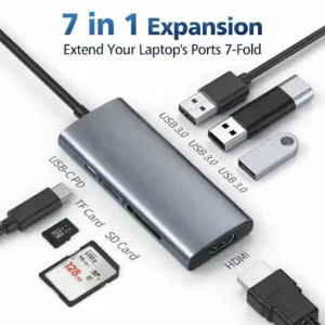 Adaptadores multiportas 7 em 1 promocionais com logotipo