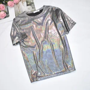 Camisetas promocionais iridescentes para festas