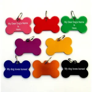 Custom bone shaped aluminum laser printed pet tags