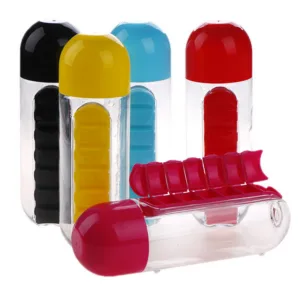 Custom Logo Plastic Water Bottle with Pill Case