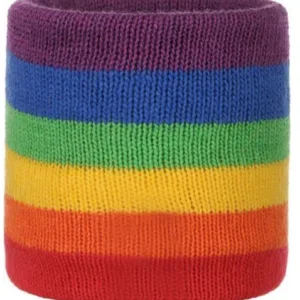 Branded Rainbow Cotton Sports Wristband with Woven Label Logo