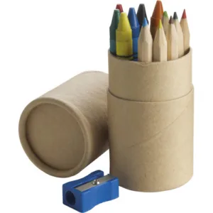 Promotional Pencils And Wax Crayons Sets with PP Sharpeners